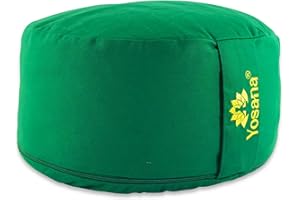 ‎YOSANA Yosana Yogakissen Meditationskissen, rund, mit Bio-Dinkelfüllung aus Deutschland - Yoga Kissen mit 17cm Sitzhöhe & 35cm Durchmesser, Sitzkissen Boden mit waschbarem Biobaumwolle Bezug und Tragegriff