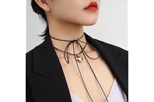 JUSTUSNX Nero Gotico Doppio Strato Cuore A Forma di Ciondolo Choker Collana Halloween Accessori per Donne e Ragazze (A)