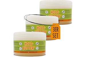 ‎RENUWELL Renuwell Holz Butter, 3x 250 ml – Intensiv-Pflege für alle Holzarten, Möbelpflege 100% natürliche Inhaltsstoffe, Lebensmittelecht, hochwertiger Holzbalsam mit Bienenwachs, Schweizer Qualität