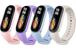 Msksjer 4 Piezas Correas Compatible con Correa Xiaomi Mi Band 3/Mi Band 4 Mujer y Hombre, Pulseras Deportivas de Silicona Blanda para Mi Band, Azul claro/Lavanda/Estrella/Rosa