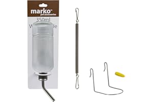 Marko Pet Accessories 350ml Glass Pet Water Bottle Feed Dispenser with Cage Mounting Kit Rabbit Guinea Pig Chew Proof Small Animal Drink Feeder…