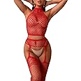 Bommi Fairy Women's Sexy Lingerie Set Lace Garter + Top Hollow-Out Fishnet Mesh Sleepwear Party Base Free Size