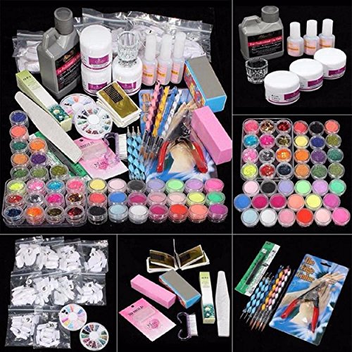Yogogo 42 Acrylnagel Kunst Spitzen Powder Liquid Pinsel Glitter Clipper Primer Datei Set Kit