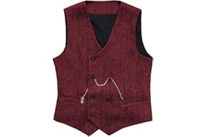 SOLOVEDRESS Gilet de costume vintage pour homme double boutonnage en laine Tweed gilet pour mariage Groomsmen
