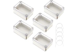 Vattentätt IP65-tomt hölje, 5-pack elektronisk låda hölje, 58 x 83 x 34 mm plasthölje med transparent lock, universellt proje