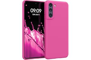 kwmobile Funda para Samsung Galaxy S21 FE Carcasa - Ultrafina de TPU y Silicona con Bordes elevados anticaídas - Rosa neón