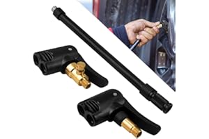 LANSKYLAN 2 Stück Auto Reifen Air Chuck Autoventil Hebelstecker Reifenfüllnippel mit 17.5cm Reifenfüller Schlauch Reifenventil Reifenluftfutter Französisches Ventil Adapter für Auto Fahrrad Motorrad