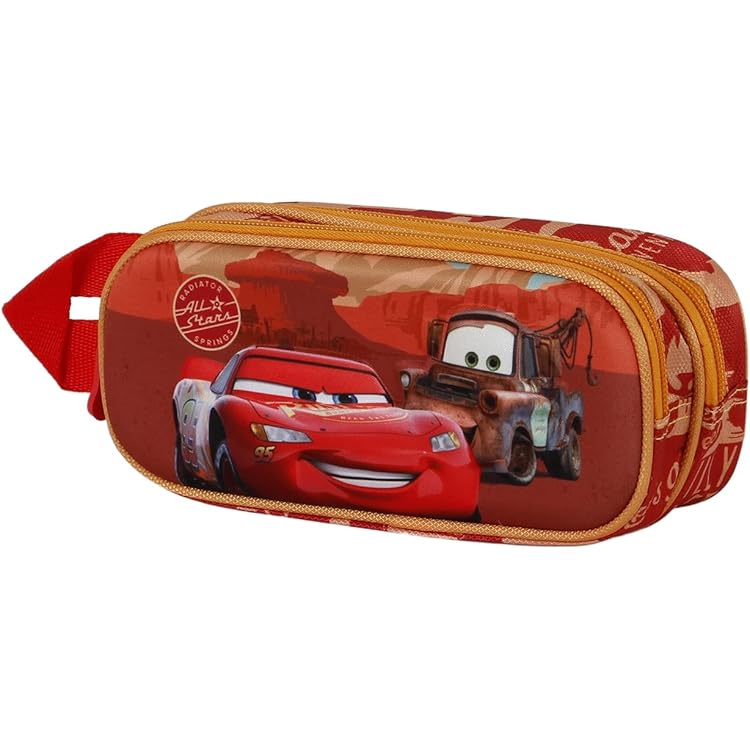 BAGTROTTER Trousse Scolaire Ronde Disney Cars Rouge Et Bleu Multicolore Bba07 1 Frb4