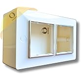 ORMOR Modular Surface Mount Gang Box (4 Module-White) Silver Line Glossy Premium Polycarbonate Box for Universal Standard Mod