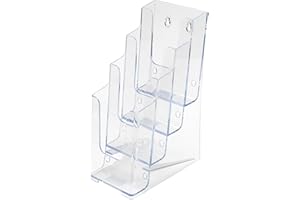 Deflecto Lot de 4 porte-documents à 4 étages 4 poches 1/3 A4 (format DL) portrait - Lot de 4 porte-revues - Support mural