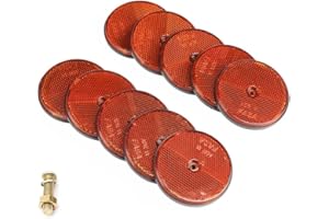 ETUKER 10 Pack Rear Reflector, Round Rear Reflectors Screw on Safety Reflective, Post Reflectors, Reflectors For Gate Posts for Caravan/Truck/Trailer/Boat/Motorcycle Fence Gate Posts(Yellow)