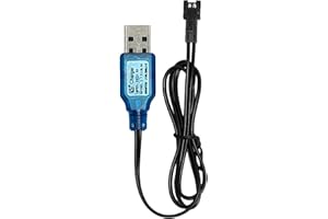 GREATZER Chargeur Batterie 3.7v avec Prise SM-2P Câble de Charge USB, NI-MH Battery USB Charger Cable Chargeur Câble RC Universel pour Voiture RC Bateau Drone Avions RC et Autres Jouets Télécommandés