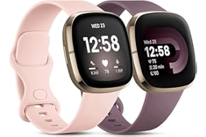 CeMiKa 2 Pacchi Compatibile con Fitbit Versa 4/Versa 3 Cinturino/Fitbit Sense/Sense 2 Cinturino, Morbido Sportivo di Ricambio Cinturini Compatibile con Fitbit Versa 4/Versa 3/Sense, Piccolo Grande