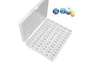 JRILUO 36 Pièces Canette Machine à Coudre avec Boîte, Bobines Universelles Ø 2 cm en Plastique Transparent, Compatible avec Canette Machine à Coudre Brother et Canette Machine à Coudre Singer
