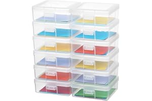 novelinks Stackable Plastic Clear Storage Box Containers with Latching Lid - Art Craft Supply Organizer Storage Containers for Pencil Box, Lego, Crayon, Beads, Jewelry (12 Pack Small -Clear)