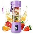 Portable Blender, Personal Juicer Cup, 380ml Handheld Fruit Mixer Machine USB Rechargeable with 6 Power Blades Travel Blender for Smoothies and Shakes (Light Purple)