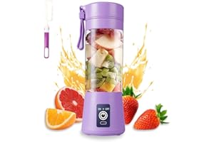 DOUBLECARE Przenośny blender, osobisty, sokowirówki, 380 ml, ręczny, do owoców, ładowany przez USB, z 6 ostrzami, podróżny do koktajli, jasnofioletowy