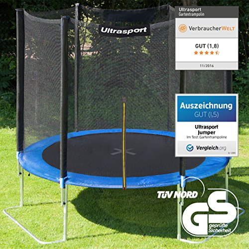 Ultrasport Gartentrampolin Jumper, Trampolin Komplettset inklusive Sprungmatte, Sicherheitsnetz, gepolsterten Netzpfosten und Randabdeckung - 2