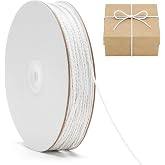G2PLUS 100 m White Cotton Rope: 2 mm Twine on Cardboard Spool | Decorative Rope for Gift Wrapping, DIY Decoration, Christmas,