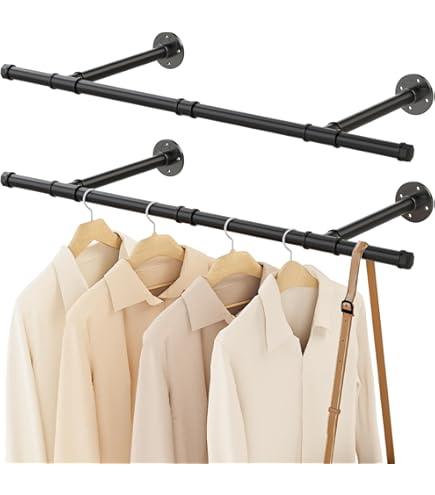 RSR Hangers Kledingstang, industrieel, zwart, voor plafondmontage, breedte 140 cm x hoogte 50 cm, garderobe, hal, plafondgarderobe, zwart