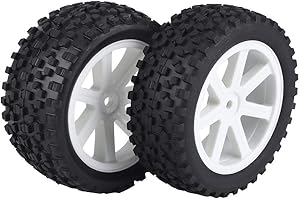 Drfeify 4pcs 1/10 RC Camión Neumático de Goma Rueda Wheel Tyre para ZD Racing Buggy Crawler Car(Blanco)