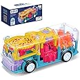 Storio Concept Transparent 3D Gear Simulation Bus Car | 360 Degree Rotation | Auto Turning Feature | Interactive Lights & Sounds Mechanical Bus Toys for Kids Boys & Girls