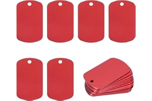 ‎PATIKIL PATIKIL Metall-Stanzrohlinge Tags 2", 30 Stück Eloxierte Aluminium-Blanko-Hundemarken Rechteckige Lasergravur-Rohlinge ID Namensschild mit Loch für Haustier-Bastel-DIY-Dekoration, Rot