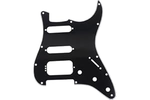 Musiclily Pro 11 Otworów Zaokrąglony Róg HSS Pickguard Maskownica do Gitary USA/Meksykańskiego Stratocaster 4-śrubowego Otwartego Przetwornika Humbucker, 3-warstwowy Czarny