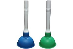 Condello Casa Small Plunger Pump Liquid Plumber Clog Remover Cleaner Unclogger Tool for Toilet,Kitchen Sink Drain,Bathroom Shower Tub With Portable 4 Inch Cup and 9 Inch Handle (Blue+Green)