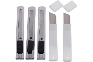 Faded 3pc Stainless Steel 18mm Utility Cutter Set with 20 Replacement Blades Heavy-Duty Snap-Off Knives for Precise Cutting Ideal for Office, Craft, DIY, and Packaging Use