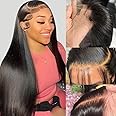 Lace Front Wigs Straight 13x4 HD Lace Frontal Wigs Pre Plucked With Baby Hair Bleached Knots 180% Density for Black Women Glueless Brazilian Virgin Human Hair Wigs (30 Inch)