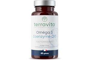 Oméga 3 Brevetés EPAX® + Coenzyme Q10 Ubiquinol Kaneka® | Poissons Sauvages | Système Cardiovasculaire - Immunitaire - Cérébral | TOTOX Ultra Faible | 60 Capsules | Made in France | Terravita