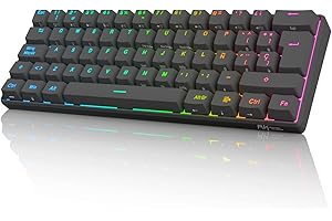 RK ROYAL KLUDGE RK61 Teclado Inalambrico, Español Teclado Mecánico Gaming 60% RGB Bluetooth/USB-C/2.4Ghz Interruptor Marrón Hot Swap Compatible con MacBook/iPad/iOS/Mac OX/Windows PC Tableta, Negro