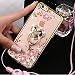 Produktbild Herbests Kompatibel mit iPhone 4S Transparent Glitzer Handy Hülle Diamant Strass Glitzer Silikon Schutzhülle Schmetterling Blumen Durchsichtig Tasche Handyhalterung Ständer,Gold