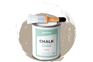 ‎PECTRO PACK Kreidefarbe für möbel 750ml + Malerpinsel speziell für Chalk Paint - Möbellack Natürlicher Kreideeffekt - Farbe für Holz (DUNKELBEIGE)