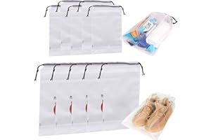 HSYTEK Worki na buty z polietylenu, 10 sztuk, ze ściągaczem, 30 x 40 cm i 20 x 30 cm, zestaw toreb na buty podróżne, organizer do walizki, zestaw wielofunkcyjnych toreb do przechowywania, biały, 10, worek do