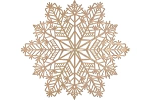 WUBAYI 3 Pieces Christmas Snowflake Placemats Golden Metal Holiday Vinyl Table Mats, Washable, Suitable For Holiday Dinner Table Top Tablecloth Decoration (Gold)