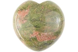 OUUBUUY Cuarzo Rosa Piedras Naturales Piedra Natural Forma Corazon 4cm decoración de Piedras Preciosas semipreciosas (Unakite)