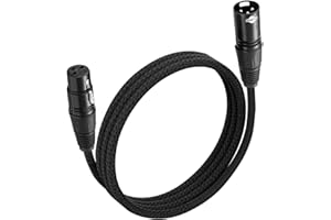 Shaevle Kabel mikrofonowy XLR męski na żeński 3-pinowy nylonowy pleciony do nagrywania studyjnego i produkcji na żywo, 2 m, czarny