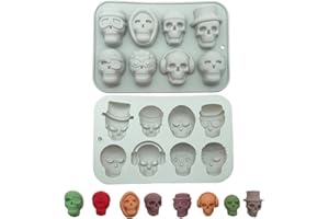 WYAHYQ 2Pezzi Stampo Cioccolato Teschio Stampo Silicone Handmade Stampi per Halloween Cioccolato Biscotti Decorazioni Dolci