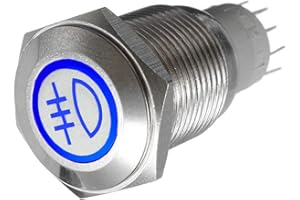 Mintice 16mm niebieski przełącznik kołyskowy LED 12V 3A Przycisk wciskania samochodu metalowy przełącznik ze stali nierdzewnej wodoodporne tylne światło mgiełki