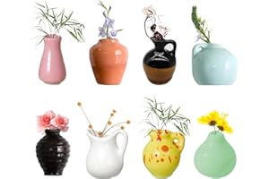 TAIMEIMAO 8 Stück Mini Keramik Vase Magnete Kühlschrank, Cute Mini Bud Vases Magnetic, 3D ins Stil Kühlschrankmagnete, Funny 3D Plant Magnets, für Kühlschrankzubehör, Küche, Büro