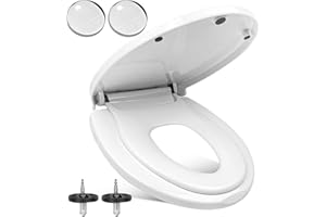 Legpador Tapa WC Universal, Tapadera WC con Extraíble Asiento Reductor Infantil, Asiento Inodoro Familiar con Cierre Suave, Tapa Vater en Forma O, 2 en 1 Tapas de Water Blanco, para Adultos y Niños