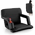 COSTWAY Stadium Seat for Bleachers, Foldable Camping Chair with Back Support, 6 Reclining Positions, Padded Cushion, Armrests & Adjustable Shoulder Strap, Portable Bleacher Chair for Sporting Events