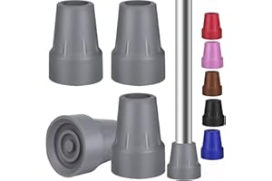 Yasdyri 4 Stück Krücken Gummi, 1.9cm Gehstock Gummipuffer, Gehstockkappen aus Gummi, Rutschfeste Gummifüße mit Metalleinsatz(grau)