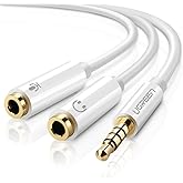 Ugreen Mikrofon ve Kulaklık Ayırıcı 3.5 mm Y Kablo Beyaz
