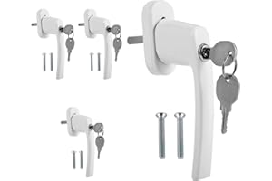 Gimisgu Abschließbare Fenstergriff Aluminium 4 Stück Fenstergriffe Kindersicherung Fenstersicherung mit Schloss mit 8 Gleichen Schlüsselpaaren(Weiß)