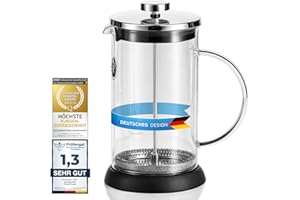 Coffee Fox French Press aus Glas Kaffeezubereiter Pressfilterkanne 1 Liter Kaffeebereiter Spülmaschinenfest