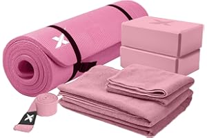 XN8 SPORTS Xn8 Yoga Starter Set - 6-Piece Yoga Mat Set Included NBR Pilates Mat, Stretching Block, Towels & Strap - Complete Yoga Starter Kit for Beginners