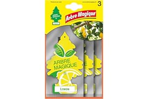 Arbre Magique, Ambientador para coche, aroma a limón, aroma fresco y afrutado, duración hasta 7 semanas, fabricado en Italia, formato multipack de 3 unidades